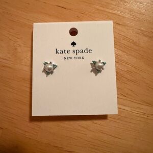Kate Spade Pearl with Blue Stone Silver Stud Earrings
